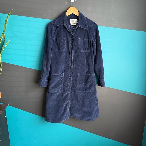 Blue Buttoned Tie Front Long Sleeve Dress - Picture 2 of 11